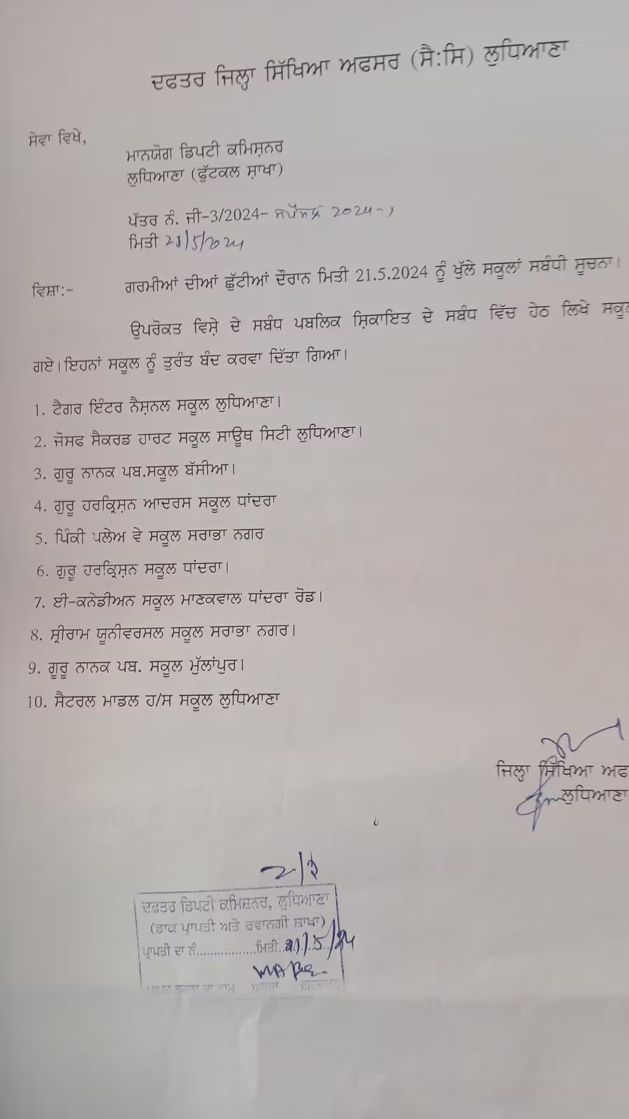 ਛੁੱਟੀਆਂ ਦੌਰਾਨ ਖੁੱਲ੍ਹੇ ਇਨ੍ਹਾਂ 10 ਸਕੂਲਾਂ ਉਤੇ ਕਾਰਵਾਈ, ਵੇਖੋ ਲਿਸਟ... – 1
